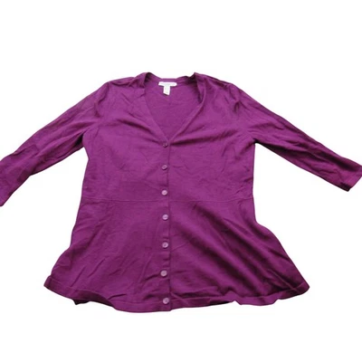 Cárdigan Suéter Isaac Mizrahi Live Para Mujer Púrpura Botón Frontal Cuello en V M Foto 1 de 4