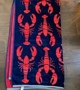CARO Home Strandtuch Baumwolle Viskose Hummermuster blau rot 36”x68” - Bild 1 von 2