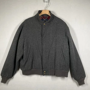 VTG Woolrich Wool Bomber Jacket XL Charcoal Gray Full Zip Ribbing Made In USA 80 - Picture 1 of 20