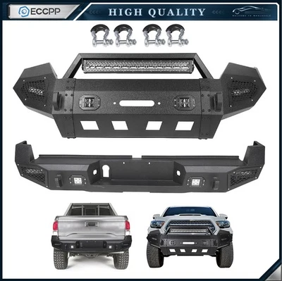 Heavy Steel Front Rear Bumper w/ LED Light Bar D-rings For 16-23 Toyota Tacoma Foto 1 de 4