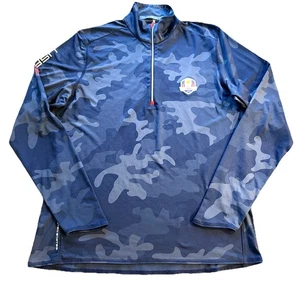 RLX Ralph Lauren Ryder Cup 2016 Women's 1/4 Zip Pullover Sz XL Blue Camo L/S - Picture 1 of 11