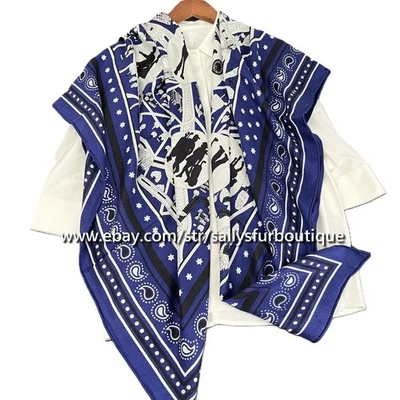 Sallys 70% Cashmere & 30% Silk Wrap Scarf Couples Print Double Face Shawl 53" - Image 1 of 4