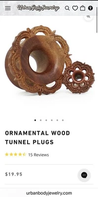 Par de Medidores 5/8 Nueva Bolsa Sellada TÚNELES DE MADERA SABA Tapones para los Oídos Acampanados  Foto 1 de 4