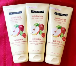 3 Tubes of Freeman Exfoliating Clay Mask and Scrub Apple Cider Vinegar Purify - Picture 1 of 3