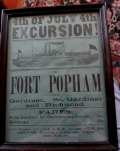 Fort Popham Me Phippsburg early broadside ad excursion on steamboat dated 1895 - Picture 1 of 5