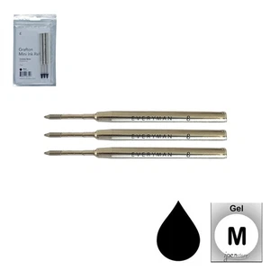 Paquete/3 Recambios para Bolígrafo Everyman Grafton Mini Click Gel, Negro Mediano - Imagen 1 de 3