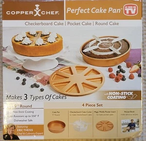 NEW Copper Chef Perfect Cake Pan 9" Round, Checkerboard, & Pocket - Set of 2 - Picture 1 of 6