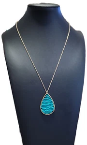 Howlite Tear Drop Pedant on Gold Chain with Pendant - Turquoise - Picture 1 of 1