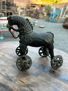 1700 Rare Antique Bronze Mughal Period Beautiful South India Horse Sculpture - Picture 1 of 18