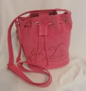 Juicy Couture Beach Couture Crossbody Terry Cloth Pink Flash Bucket Bag New - Picture 1 of 13