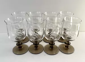 Set 8 Libbey TULIP Brown Wine Glasses Pedestal Knob Stems 5-3/4" 8 fl oz - Picture 1 of 12