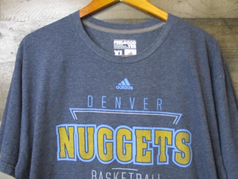 Denver Nuggets Adidas Shirt Navy Blue Climalite Feel Good Tee Short Sleeve Crew Cover