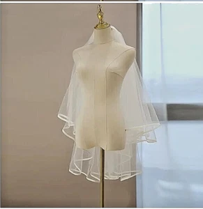 2TCascading Elegance/Wedding Bridal Tulle Veil/Satin Edge/Comb/White or Ivory - Picture 1 of 5