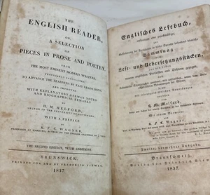 1837 Antique Textbook "The English Reader -Prose & Poetry English/German - Picture 1 of 7