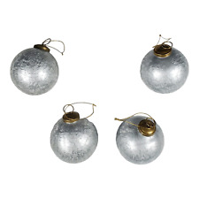 Christmas Tree Ornaments Lot of 4 Textured Glass Balls Silver Holiday Decor