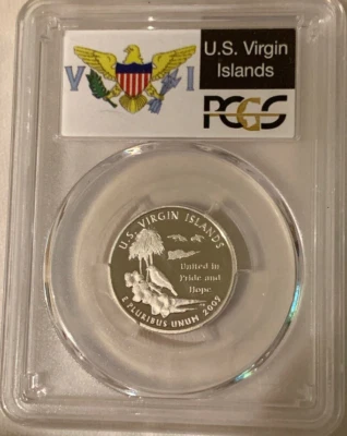 :2009 S S25C WASHINGTON US VIRGIN ISLANDS QUARTER PCGS PR 70 DCAM SILVER TOP POP - Image 1 of 2