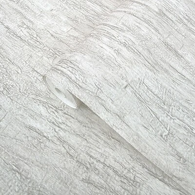 Faux crushed silk crinkled fabric modern wallpaper bone light gray off white 3D - Image 1 of 4