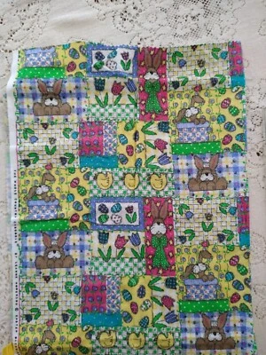 The Whole Country Caboodle Easter Blessings Bunny Chick Eggs Patch Cotton 35x26 - Image 1 of 4