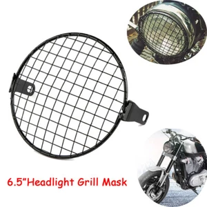 Motorcycle 6.5" Headlight LampGrill Guard Mesh Square Grid For Cafe Racer  Black - Picture 1 of 7