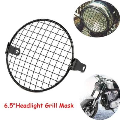 Motorcycle 6.5" Headlight LampGrill Guard Mesh Square Grid For Cafe Racer  Black - Image 1 of 4
