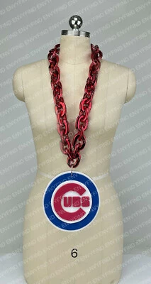 New MLB CHICAGO CUBS RED Jumbo Big Fan Chain Necklace Foam MI USA - Image 1 of 3