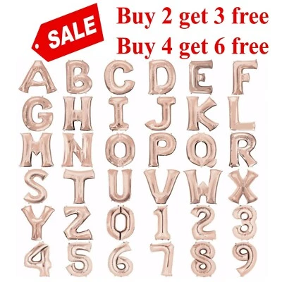 Rose Gold Alphabet Letter &Number Foil Balloons Personalised Birthday Party Name