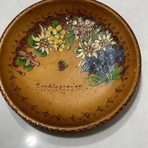 Vintage German Handpainted and Hand Carved Wooden Decorative Plate - Picture 1 of 13