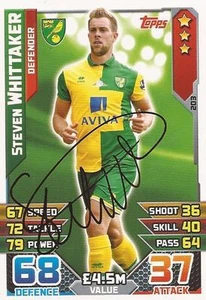 STEVEN WHITTAKER SIGNED NORWICH 2015/2016 MATCH ATTAX TRADING CARD+COA - Picture 1 of 1