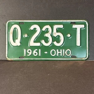 OLDTIMER AUTO ABGELAUFEN NUMMERNSCHILD OHIO 1961 Q 235 T CHEVY FORD DODGE - Bild 1 von 5