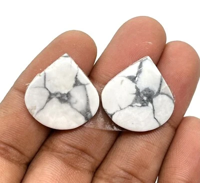 100 % Natural Amazing  Designer Howlite Pair Pear Shape Cabochon Loose Gemstone - Image 1 of 4