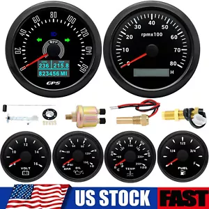 6 Gauge Set 85mm Boat GPS Speedometer 160MPH Tachometer 8000RPM with Sensor US - Picture 1 of 24
