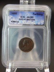 1895 Gran Bretaña Farthing ICG AU 55 - SOPORTES PARA CUBITOS DE HIELO (BT8872) - Imagen 1 de 4