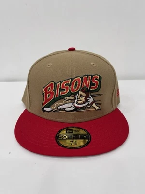 Gorra ajustada Buffalo Bisons New Era 59FIFTY MILB color caqui rojo talla 7 5/8 Foto 1 de 3