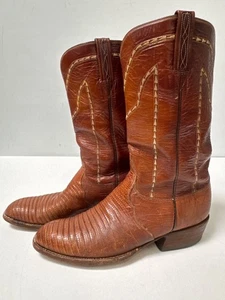 Lucchese Mens Brown Lizard Western Cowboy Boots Size 10B - Picture 1 of 14