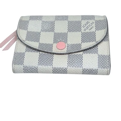 Louis Vuitton Rosalie Coin Purse Wallet Damier Azur Canvas Pink Leather Interior - Image 1 of 4