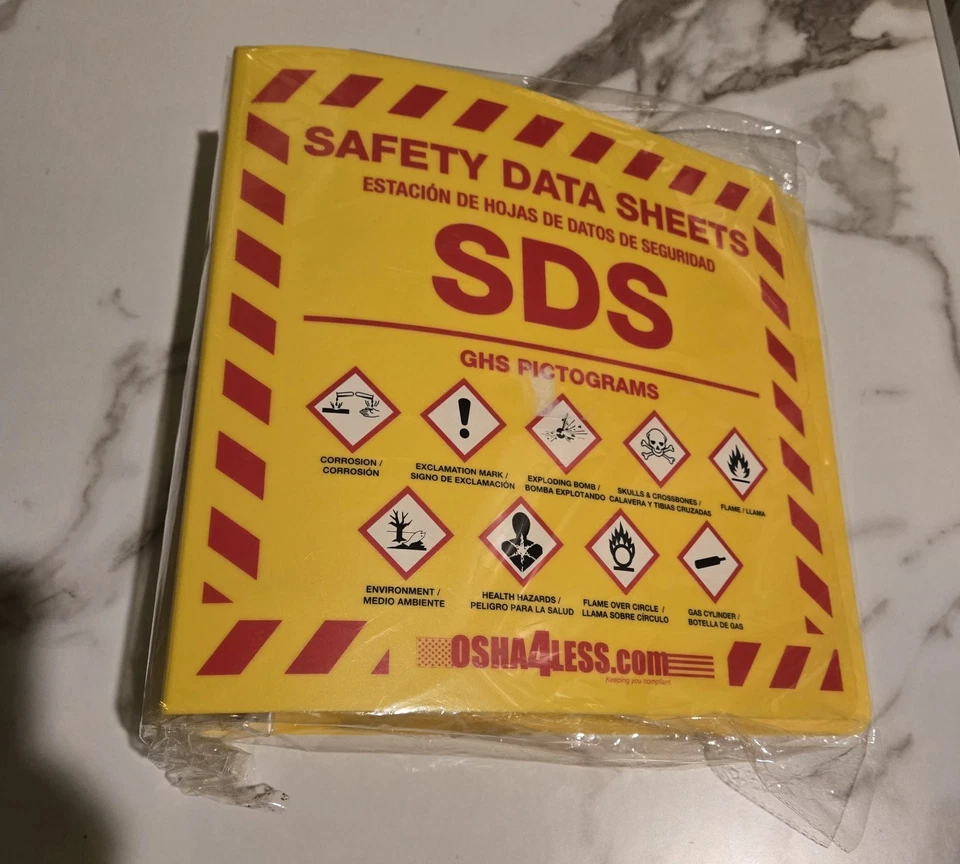 Nuovo raccoglitore schede dati di sicurezza materiale 3 anelli SDS 3 pollici giallo bilingue  - Immagine 1 di 4