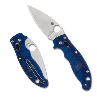Cuchillo Plegable Spyderco Manix 2 Azul Translúcido 3.37" Hoja Lisa Satinada C101PBL2 Foto 1 de 3