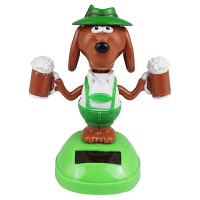 Armaturenbrett Wackelfigur Hund in Lederhose Bier Bayern Solarfigur - Bild 1 von 4