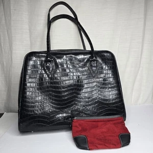 Mobile Edge For Her Large Black Faux Croc The Milano Padded Red Laptop Bag - Imagen 1 de 6