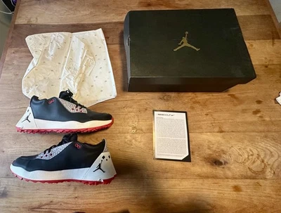 Zapatos de golf Nike Air Jordan ADG 2 11,5 negros/blancos y rojos CT7812-001 usados con caja Foto 1 de 4
