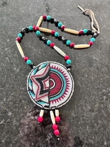 Native American Beadwork Native Beaded Medallion Pow Wow Regalia - Picture 1 of 4
