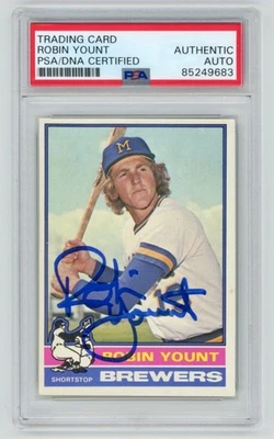 Tarjeta de béisbol firmada por Robin Yount Brewers 1976 Topps segundo año #316 PSA automática 9683 Foto 1 de 2