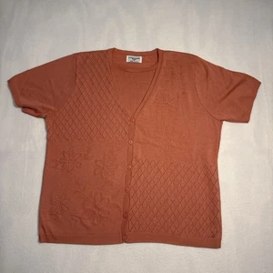 Alfred Dunner Made In USA Mauve Faux Twinset Sweater Top Size 1X Gorgeous  - Picture 1 of 6