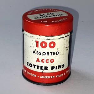 Vintage ACCO 100 Cotter Pins Empty Tin ~ American Chain & Cable Co York PA - Picture 1 of 7