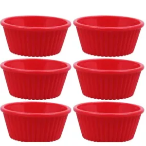 6- X Red Ramekins Dipping Sauce Bowls 3.5" Wide Serving Sauces Dips Gravy - Picture 1 of 4