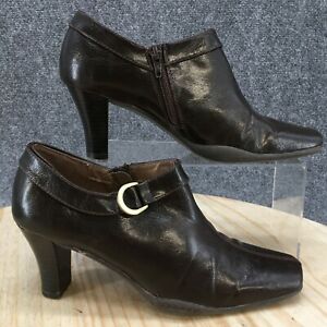 Aerosoles Shoes Womens 8 M Square Toe Pump Heels Ankle Bootie Brown Faux Leather