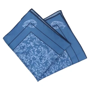 JOS A BANK Mens Silk Handkerchief Blue Navy Antique Paisley Pocket Square 13" - Picture 1 of 5