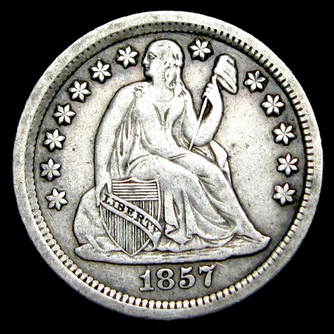 1857 Seated Liberty Dime Silver  ---- Nice Type Coin ---- #ZR664 Cover
