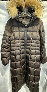 Andrew Marc Brown Goose down filled long puffer coat Size Large - Picture 1 of 5