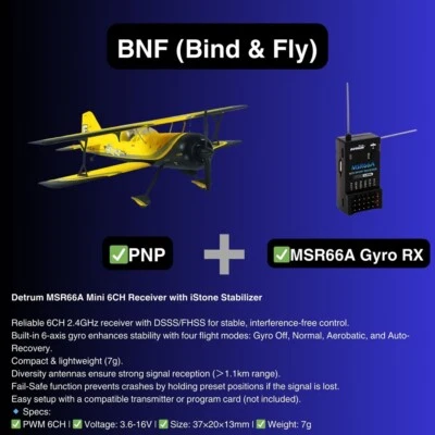 Dynam Pitts Python Model 12 Yellow 4S RC Aerobatic 3D Sport Biplane - Image 1 of 4